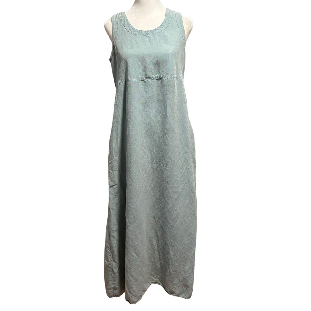 Bowman New York Size Sleeveless Maxi Dress Light Green Blue FLAW